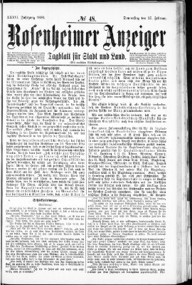 Rosenheimer Anzeiger Donnerstag 27. Februar 1890