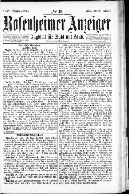 Rosenheimer Anzeiger Freitag 28. Februar 1890