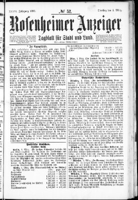 Rosenheimer Anzeiger Dienstag 4. März 1890