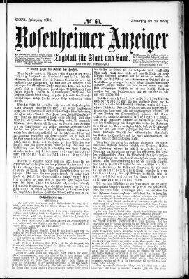 Rosenheimer Anzeiger Donnerstag 13. März 1890