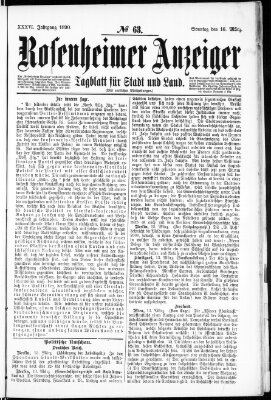 Rosenheimer Anzeiger Sonntag 16. März 1890