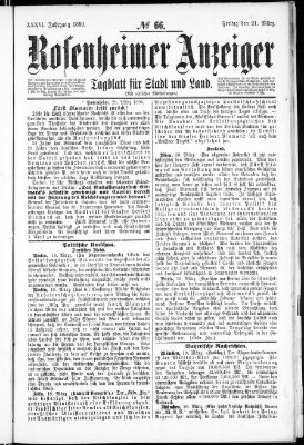 Rosenheimer Anzeiger Freitag 21. März 1890