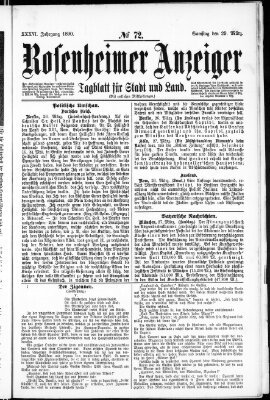 Rosenheimer Anzeiger Samstag 29. März 1890