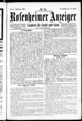 Rosenheimer Anzeiger Donnerstag 10. April 1890