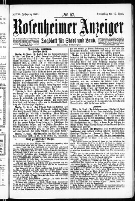 Rosenheimer Anzeiger Donnerstag 17. April 1890