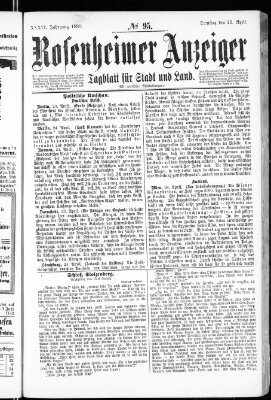 Rosenheimer Anzeiger Samstag 26. April 1890