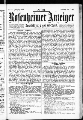 Rosenheimer Anzeiger Mittwoch 7. Mai 1890