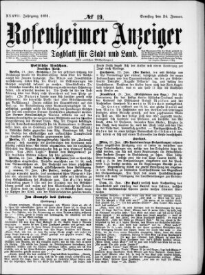 Rosenheimer Anzeiger Samstag 24. Januar 1891