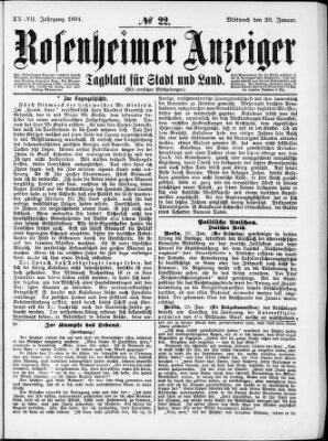 Rosenheimer Anzeiger Mittwoch 28. Januar 1891