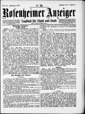 Rosenheimer Anzeiger Freitag 6. Februar 1891