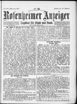 Rosenheimer Anzeiger Freitag 13. Februar 1891