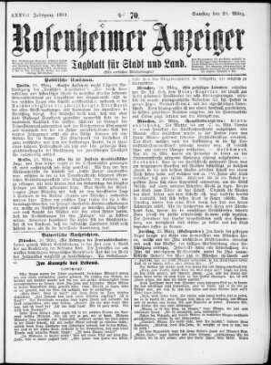 Rosenheimer Anzeiger Samstag 28. März 1891