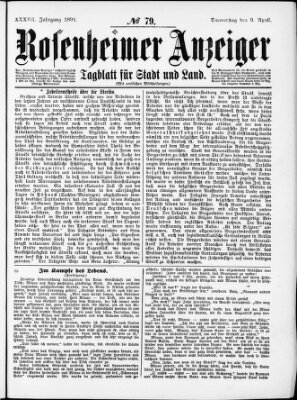 Rosenheimer Anzeiger Donnerstag 9. April 1891