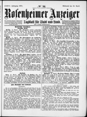 Rosenheimer Anzeiger Mittwoch 15. April 1891