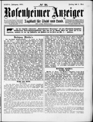 Rosenheimer Anzeiger Freitag 1. Mai 1891