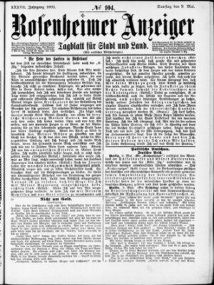 Rosenheimer Anzeiger Samstag 9. Mai 1891