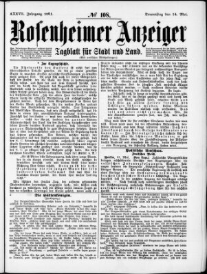 Rosenheimer Anzeiger Donnerstag 14. Mai 1891