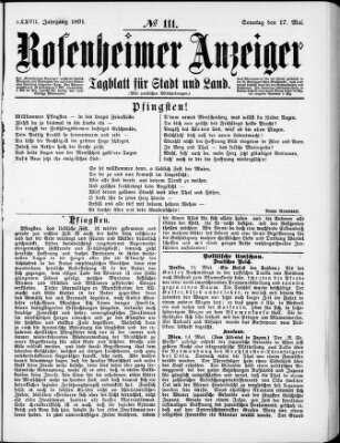 Rosenheimer Anzeiger Sonntag 17. Mai 1891