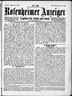 Rosenheimer Anzeiger Donnerstag 21. Mai 1891