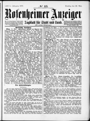 Rosenheimer Anzeiger Samstag 23. Mai 1891