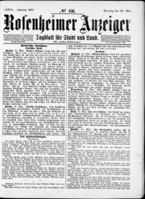 Rosenheimer Anzeiger Sonntag 24. Mai 1891