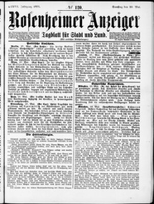 Rosenheimer Anzeiger Samstag 30. Mai 1891