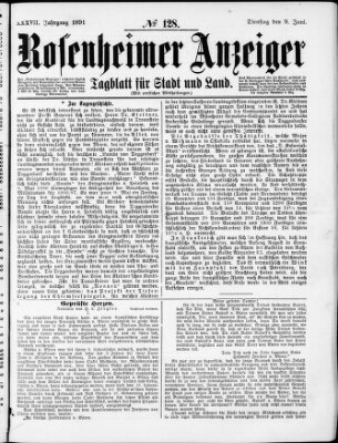 Rosenheimer Anzeiger Dienstag 9. Juni 1891