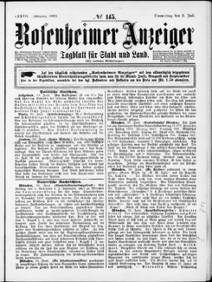 Rosenheimer Anzeiger Donnerstag 2. Juli 1891