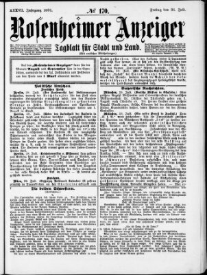 Rosenheimer Anzeiger Freitag 31. Juli 1891