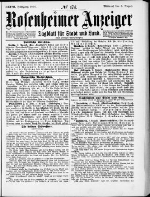 Rosenheimer Anzeiger Mittwoch 5. August 1891