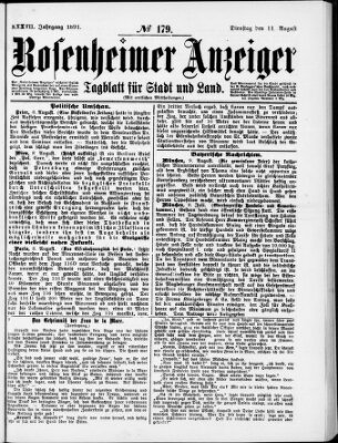 Rosenheimer Anzeiger Dienstag 11. August 1891