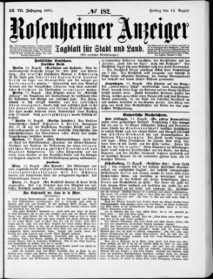 Rosenheimer Anzeiger Freitag 14. August 1891