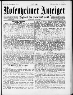 Rosenheimer Anzeiger Mittwoch 26. August 1891