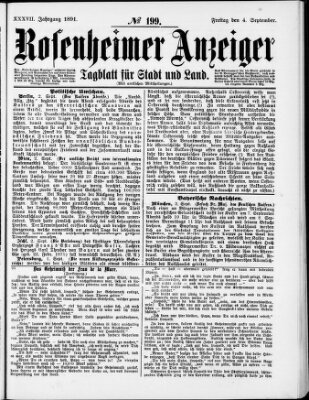 Rosenheimer Anzeiger Freitag 4. September 1891