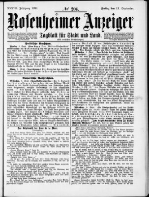 Rosenheimer Anzeiger Freitag 11. September 1891