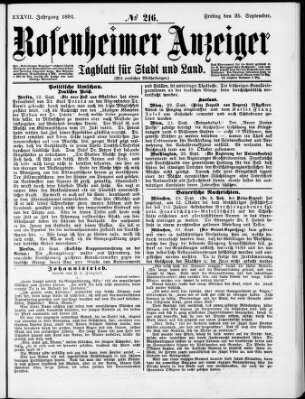 Rosenheimer Anzeiger Freitag 25. September 1891