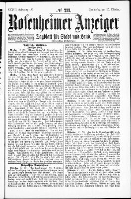 Rosenheimer Anzeiger Donnerstag 15. Oktober 1891