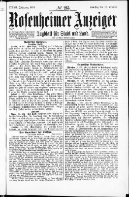 Rosenheimer Anzeiger Samstag 17. Oktober 1891