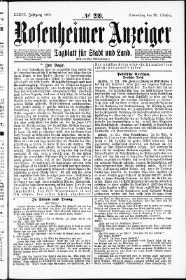 Rosenheimer Anzeiger Donnerstag 22. Oktober 1891