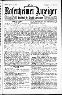 Rosenheimer Anzeiger Samstag 24. Oktober 1891