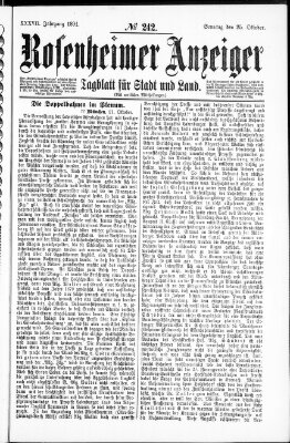 Rosenheimer Anzeiger Sonntag 25. Oktober 1891