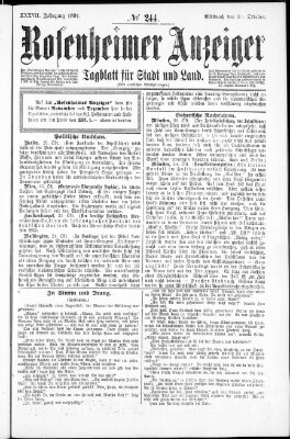 Rosenheimer Anzeiger Mittwoch 28. Oktober 1891