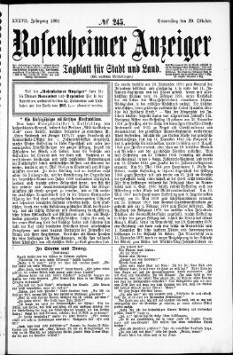 Rosenheimer Anzeiger Donnerstag 29. Oktober 1891