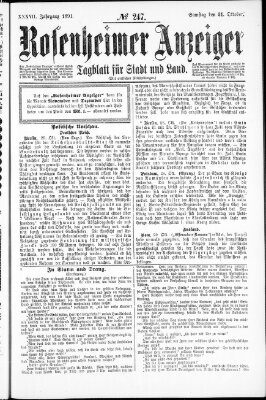 Rosenheimer Anzeiger Samstag 31. Oktober 1891