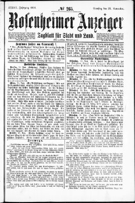 Rosenheimer Anzeiger Samstag 21. November 1891