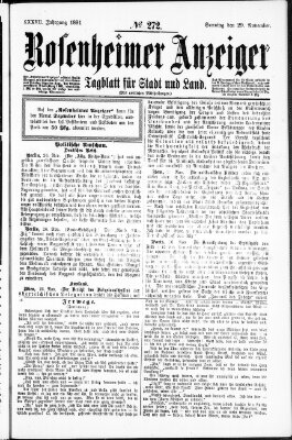 Rosenheimer Anzeiger Sonntag 29. November 1891