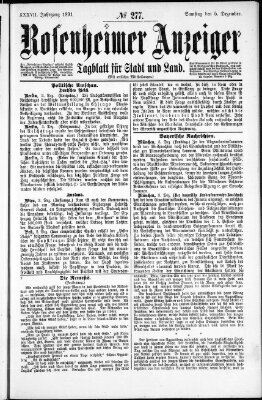 Rosenheimer Anzeiger Samstag 5. Dezember 1891