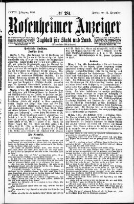 Rosenheimer Anzeiger Freitag 11. Dezember 1891