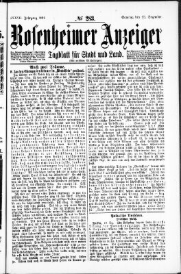 Rosenheimer Anzeiger Sonntag 13. Dezember 1891