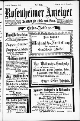 Rosenheimer Anzeiger Sonntag 13. Dezember 1891